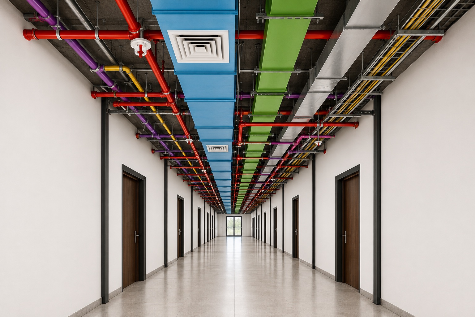 Illustrative coordinated mechanical, electrical and plumbing services
